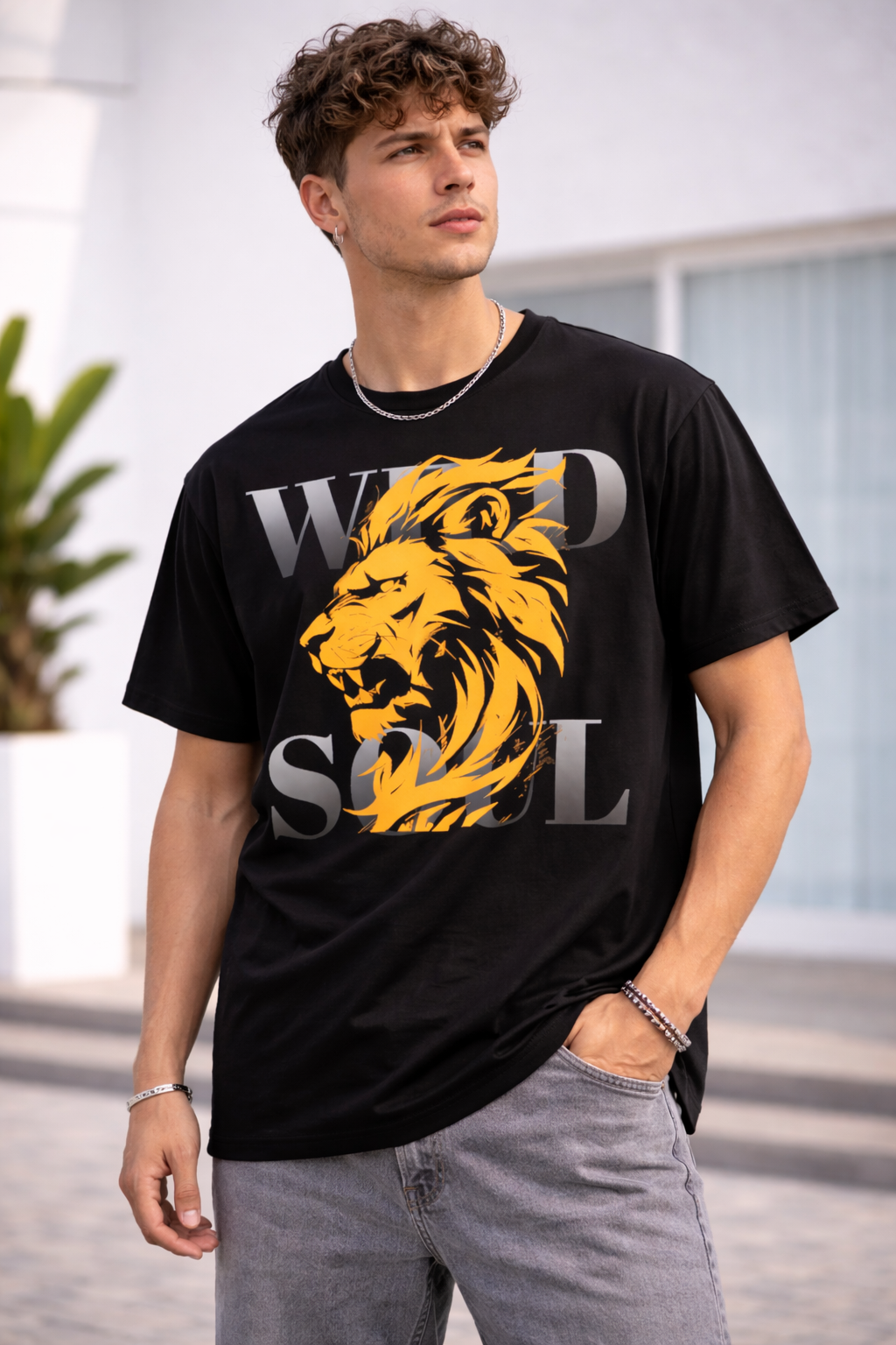 Savage Lion Oversized Graphic Tee – Wild Soul Edition